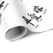 Frieden, Liebe, Wohlstandskalligraphie Geschenkpapier (Rolleneckpunkt)