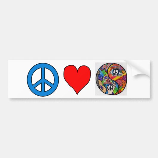 Frieden, Liebe, Yin Yang Autoaufkleber (Vorne)