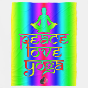 Frieden Liebe Yoga Regenbogen Absichten Fleecedecke