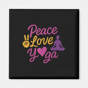 Frieden Liebe Yoga Schrift Grafik Magenta Gold  Magnet