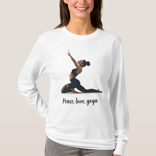 Frieden, Liebe, Yoga T-Shirt (Vorderseite)