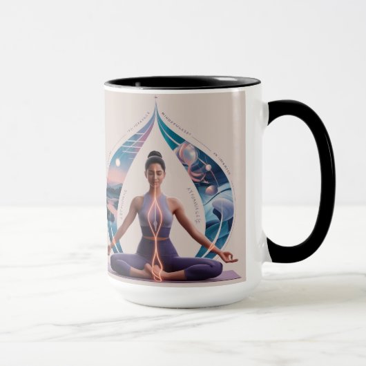 Frieden, Liebe, Yoga" Tasse (Rechts)