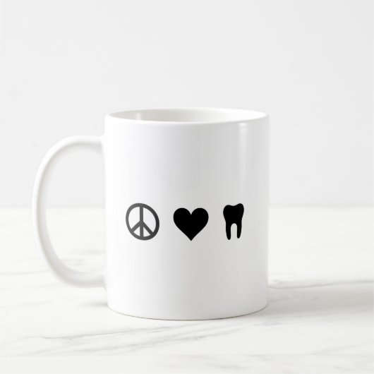 Frieden, Liebe, Zahnheilkunde Kaffeetasse (Links)