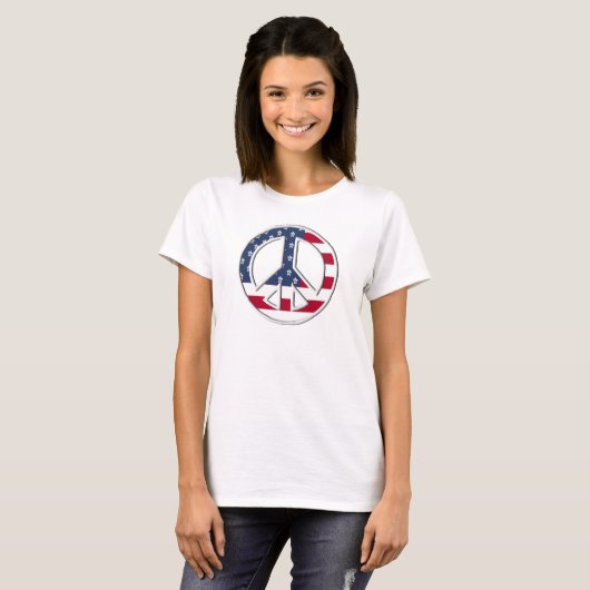 Frieden mit amerikanischer Flagge T-Shirt (Vorne ganz)