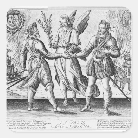 Frieden mit Spanien Quadratischer Aufkleber (Vorderseite)