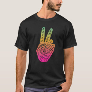 Frieden nicht Krieg Frieden machen Handzeichen 4 T-Shirt
