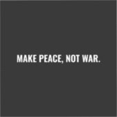Frieden nicht Krieg Schwarz-weißer Text minimalist Aufkleber (Vorderseite)