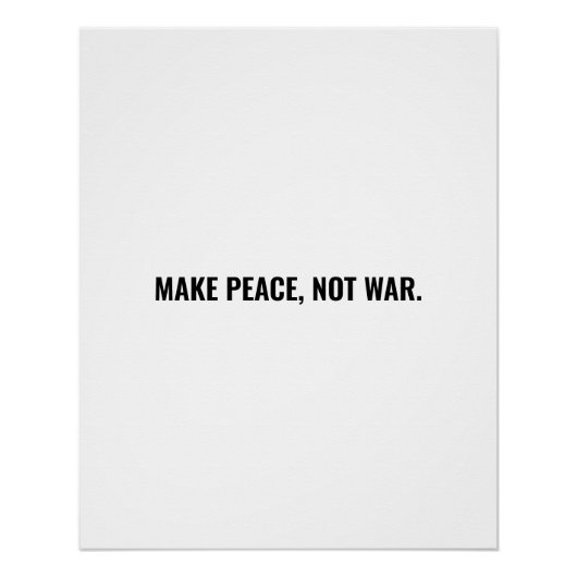 Frieden nicht Krieg weißen minimalistischen Brauch Poster (Vorderseite)
