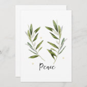 FRIEDEN, Olivenblatt, Weihnachten, Urlaub, Wasserf Dankeskarte (Vorne/Hinten)