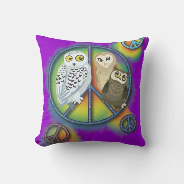 Frieden Owl~pillow Kissen (Vorderseite)