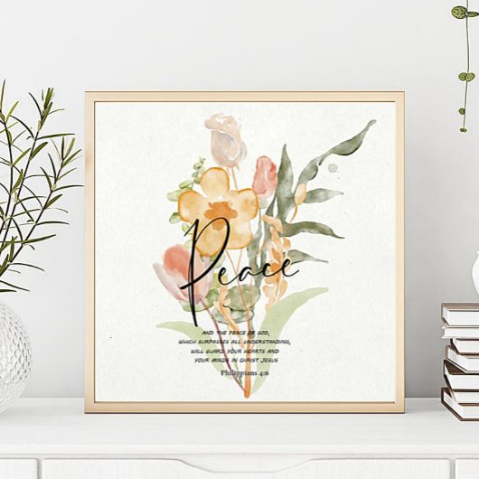 Frieden-Philipper 4:6 Orange floral Poster