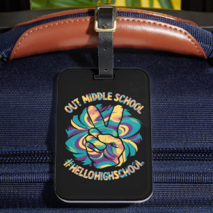 Frieden raus Mitte Hallo High School Schule Tie Dy Gepäckanhänger