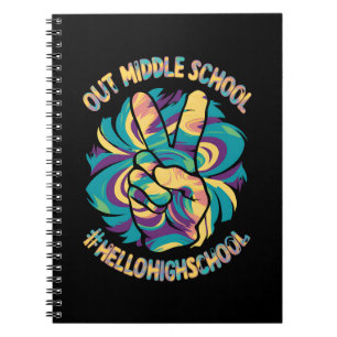 Frieden raus Mitte Hallo High School Schule Tie Dy Notizblock