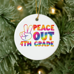 Frieden raus vierte Klasse Tie Dye letzter Tag 4. Keramik Ornament