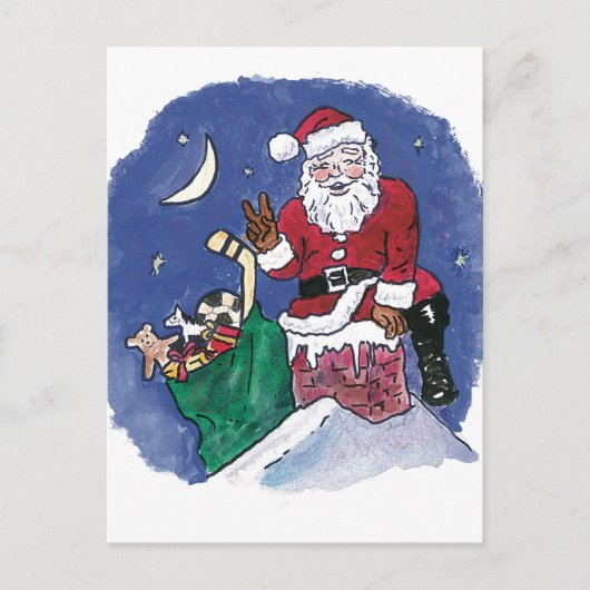 Frieden! Santa Feiertagspostkarte (Vorderseite)