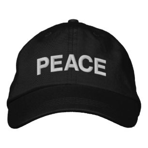 Frieden schwarz-weiß minimalistisch moderner Text Bestickte Baseballkappe