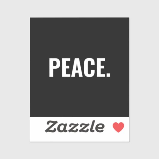 Frieden Schwarz-Weiß-Text minimalistisch Anti-Krie Aufkleber (Blatt)