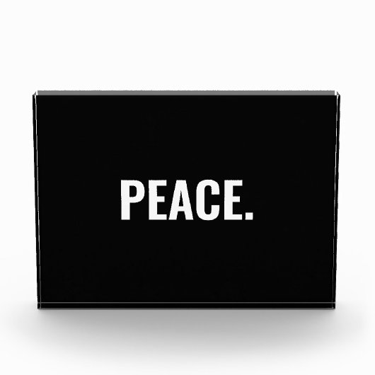 Frieden Schwarz-Weiß-Text minimalistisch Anti-Krie Fotoblock (Vorderseite)