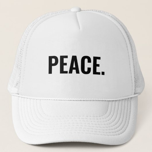 Frieden Schwarz-Weiß-Text minimalistisch Anti-Krie Truckerkappe (Vorderseite)