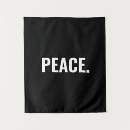 Frieden Schwarz-Weiß-Text minimalistisch Anti-Krie Wandteppich