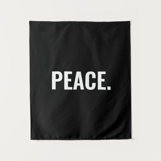 Frieden Schwarz-Weiß-Text minimalistisch Anti-Krie Wandteppich (Vorderseite)