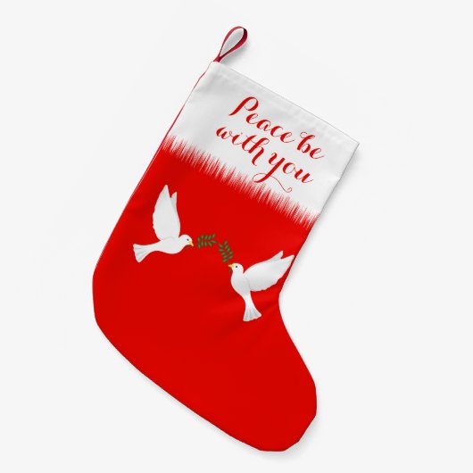 Frieden sei mit dir und weiße Tauben Kleiner Weihnachtsstrumpf (Vorderansicht (hängend))