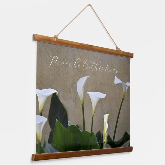Frieden sein in diesem Haus Calla Lilies Floral Wandteppich Mit Holzrahmen (Gewinkelt)