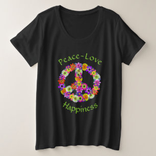 Frieden signalisieren Blumenfrieden Liebe Glück Große Größe T-Shirt