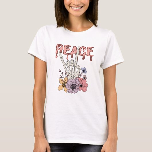 Frieden - Skeletthand T-Shirt (Vorderseite)