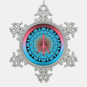 Frieden ~ Sonne Schneeflocken Zinn-Ornament