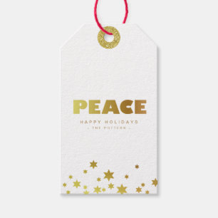 Frieden Spaß Weihnachten White & Gold Mini Geschenkanhänger