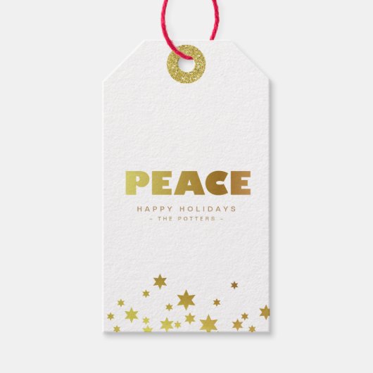 Frieden | Spaß Weihnachten White & Gold Mini Geschenkanhänger (Vorderseite)