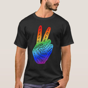 Frieden statt Krieg Frieden Hand-Regenbogen Lgbtq T-Shirt