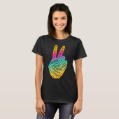 Frieden statt Krieg - Handzeichen 9 T-Shirt (Vorne ganz)