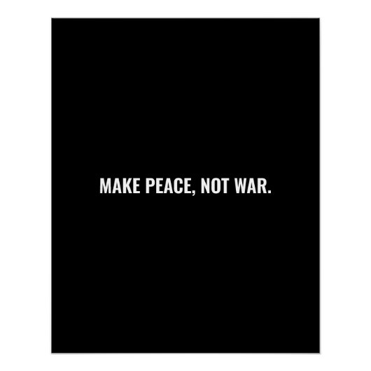 Frieden statt Krieg Schwarz-weiß minimalistische S Poster (Vorderseite)