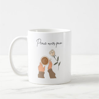 Frieden statt Schmerz — Minimaler Brauner Heilungs Kaffeetasse