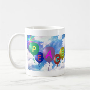 Frieden steigt Schale im Ballon auf Kaffeetasse