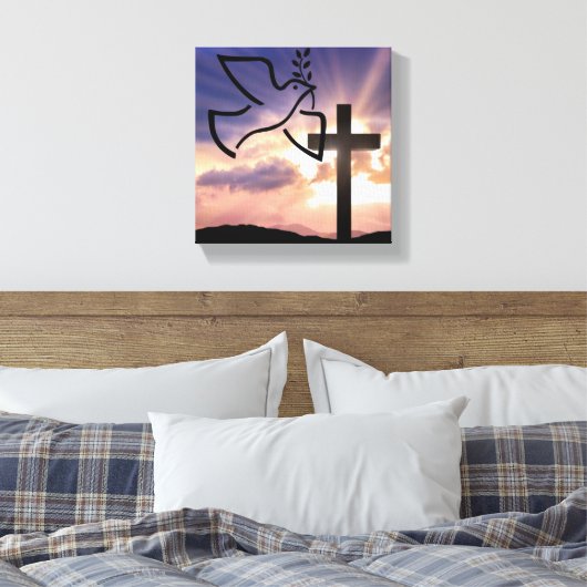 Frieden, Taube, Ostern, Religiös, Wasserfarbe, Kre Leinwanddruck (Insitu (Schlafzimmer))