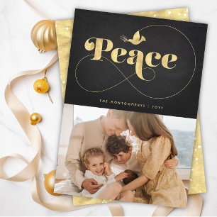 Frieden Typografie Stylische goldene Taube Moderne Feiertagskarte