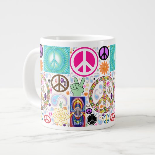 Frieden u. Paisley-Collage Jumbo-Tasse (Vorderseite Links)