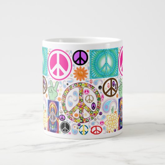 Frieden u. Paisley-Collage Jumbo-Tasse (Vorderseite)