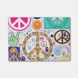 Frieden u. Paisley-Collage Post-it Klebezettel