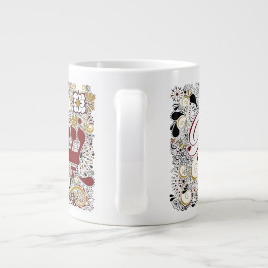 Frieden u. Shalom (auf Hebräer) - riesige Jumbo-Tasse (Rückseite)