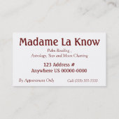 Frieden u. Zufriedenheit Visitenkarte (Rückseite)