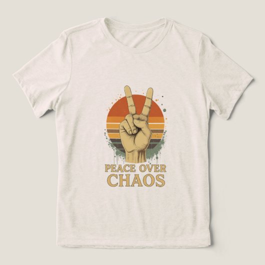 Frieden über Chaos - Retro Sunset Statement T - Sh Tri-Blend Shirt (Design Vorderseite)