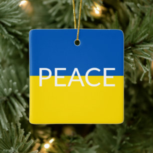 Frieden Ukraine Fahne blauer gelber Sondertext Keramikornament