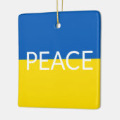 Frieden Ukraine Fahne blauer gelber Sondertext Keramikornament (Links)