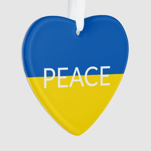 Frieden Ukraine Fahne blauer gelber Sondertext Ornament (Vorderseite)