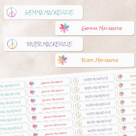 Frieden und Blume Boho Hippie Wassersicherer Name Etiketten