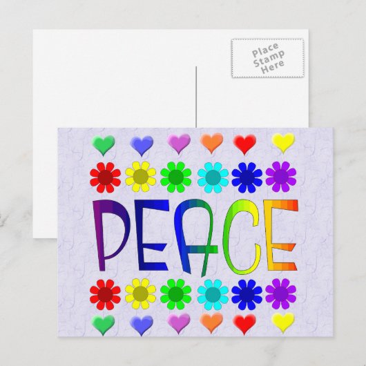 Frieden und Blume Postkarte (Vorne/Hinten)